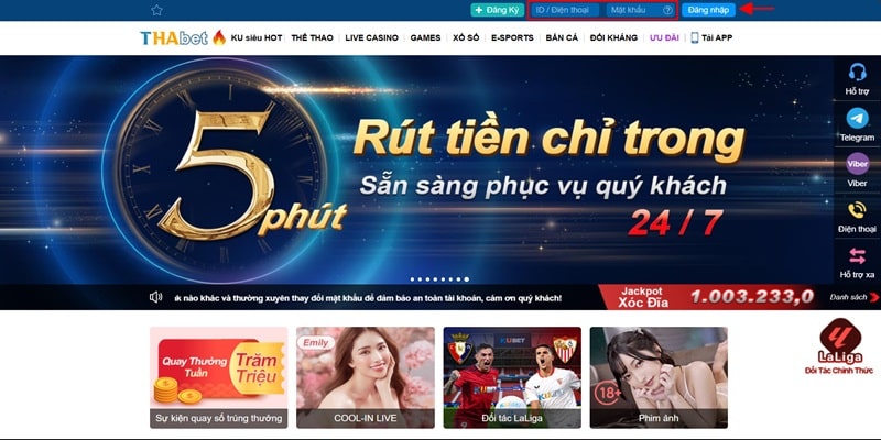 Hướng dẫn thao tác đăng nhập Thabet trải nghiệm